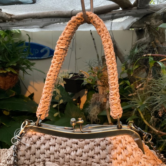 Patricia Nash Laureana Scalloped Raffia Satchel Blush Pink NWT - Picture 3 of 7